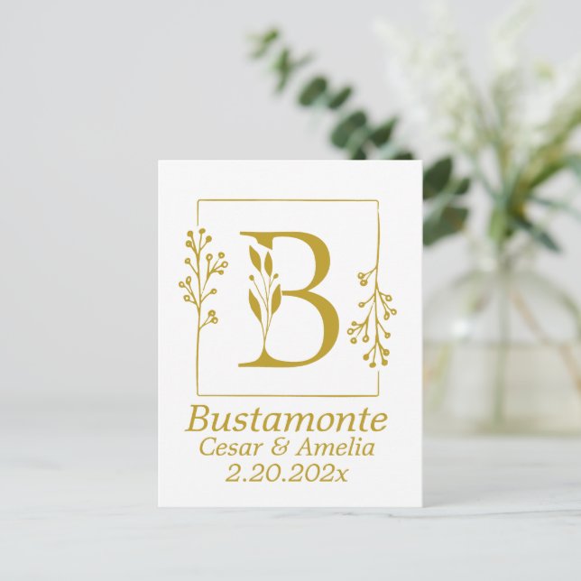 Carte Postale Lettre botanique moderne B Personnalisée (Debout devant)