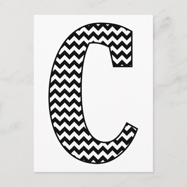 Carte Postale Lettre Chevron noir et blanc C Monogramme (Devant)