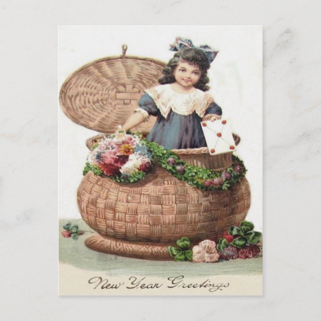 Carte Postale LETTRE COTE PETITE FILLE GARLANDE WREath (Devant)