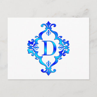 Carte Postale Lettre D bleu