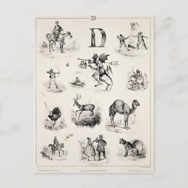 Carte Postale Lettre D d'un abécédaire, 1832 (Devant)