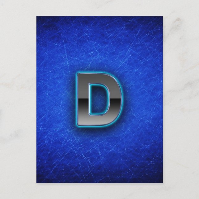 Carte Postale Lettre D - édition bleu néon (Devant)