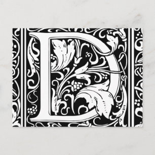 Carte Postale Lettre D Monogramme médiéval Art Nouveau
