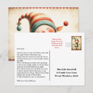 Carte Postale Lettre d'arrivée de l'elfe   Message de bienvenue 