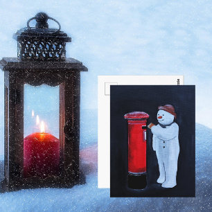 Carte Postale Lettre de bonhomme de neige au Père Noël Peinture