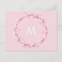 Lettre de couronne fleurie rose monogramme