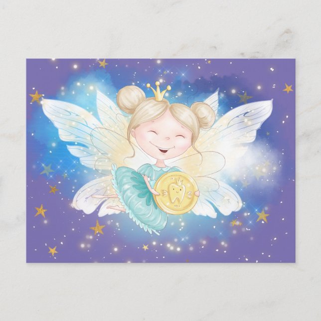 Carte Postale Lettre de la fée des dents princesse avec des étoi (Devant)
