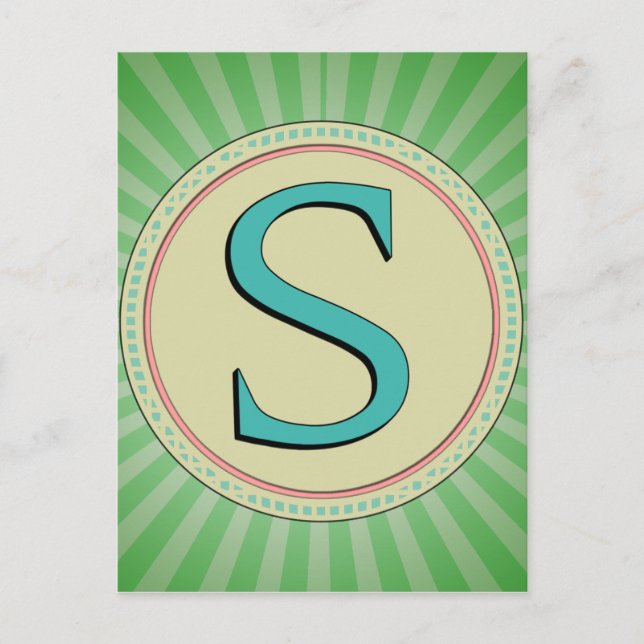 CARTE POSTALE LETTRE DE MONOGRAMME DE S (Devant)