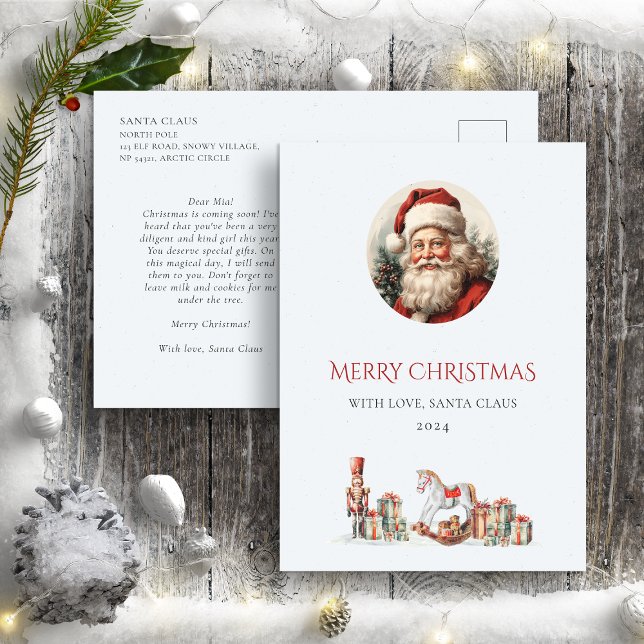 Carte Postale Lettre de Père Noël à bébé Rouge Vert mignonne (Créateur téléchargé)