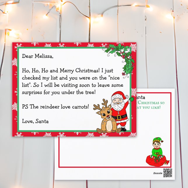 Carte Postale Lettre de Père Noël, Nice List, pour Enfants (Créateur téléchargé)