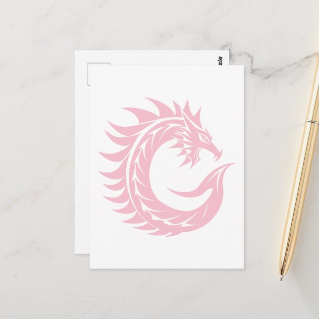 Carte Postale Lettre de style dragon C, Alphabet du dragon, Mono (Devant/Arrière en situation)
