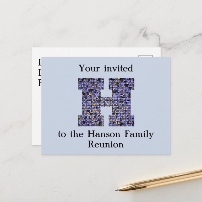 Carte Postale Lettre d'invitation à la réunion de famille H Mosa (Devant/Arrière en situation)