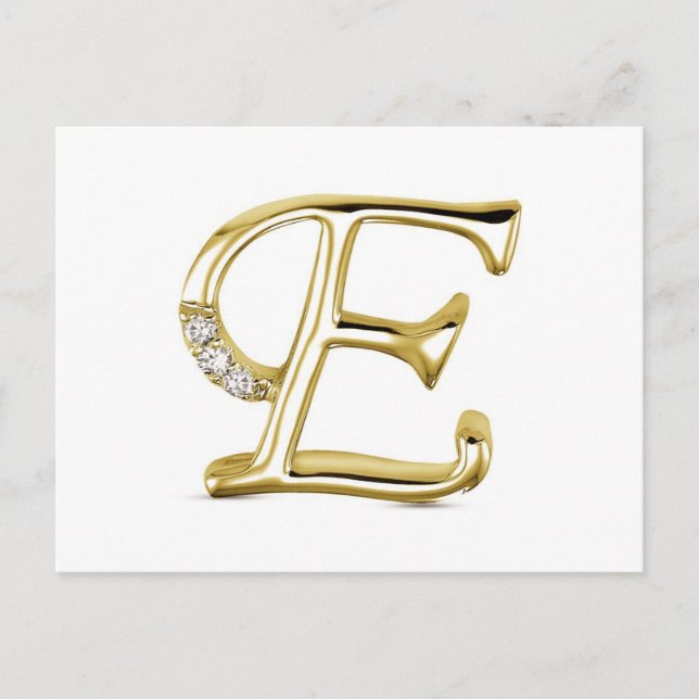 CARTE POSTALE LETTRE D'OR " E "AVEC DIAMANTS (Devant)