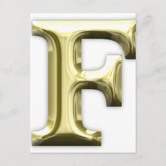 Carte Postale Lettre d'or F brillant Alphabet d'or