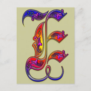 Carte Postale Lettre E Alphabet Monogramme Imprimer