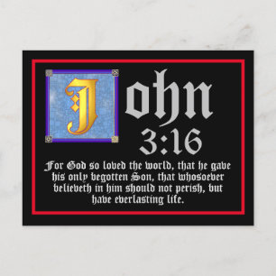 Carte Postale Lettre éclairée Jean 3 16 Citation de la Bible de 
