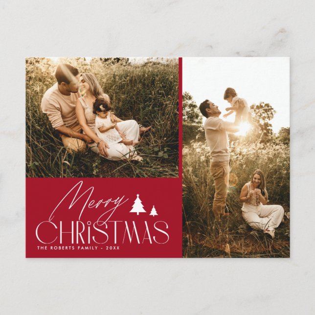 Carte Postale Lettre élégante photo moderne de Noël (Devant)