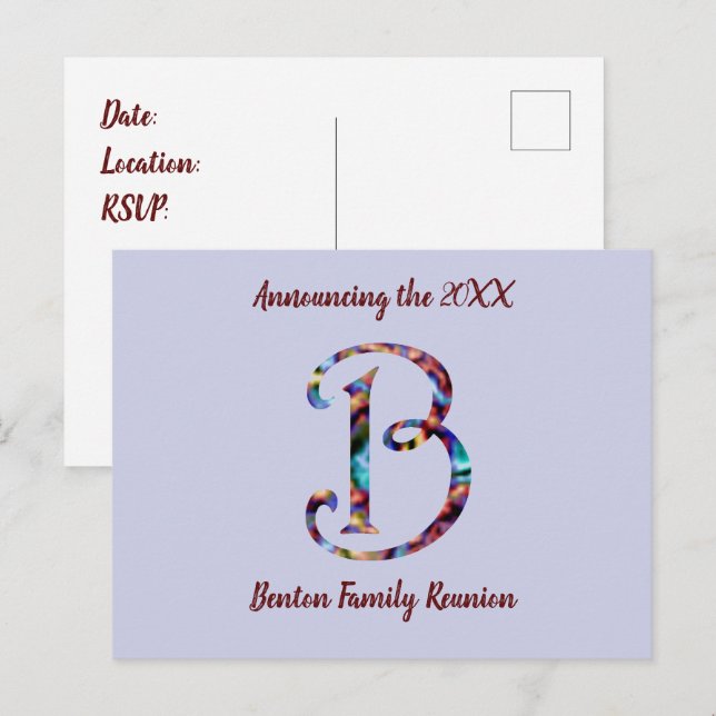 Carte Postale Lettre Faire-part de réunion familiale B Invitatio (Devant / Derrière)