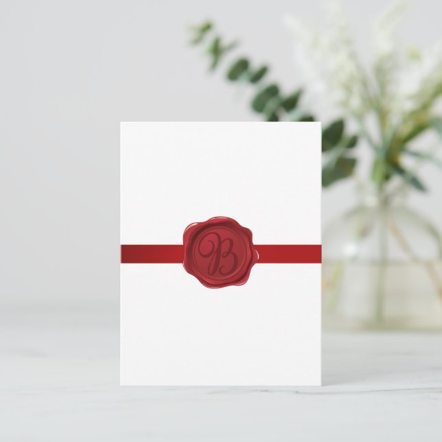 Carte Postale Lettre fantaisie B Sceau de cire rouge (Debout devant)