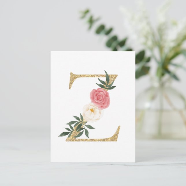 Carte Postale LETTRE FAUX GOL Z BLANC MONOGRAPHIQUE Floral (Debout devant)