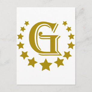 Carte Postale Lettre G-Étoiles-Couronne-