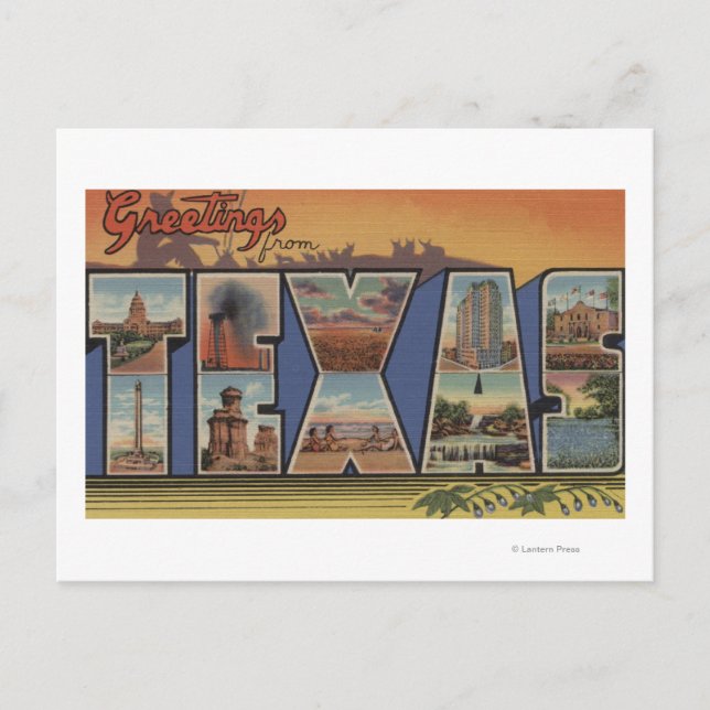 Carte Postale LETTRE GRANDE DU Texas Scènes 3 (Devant)