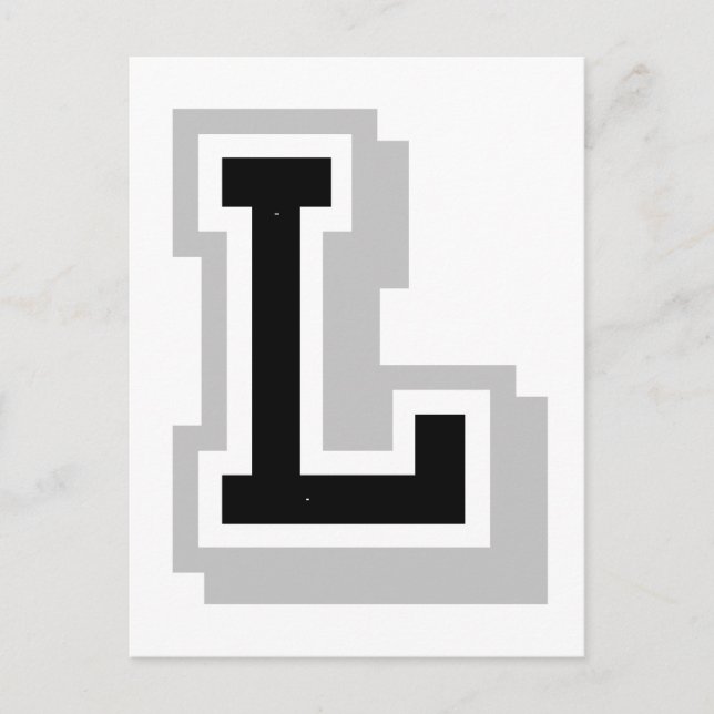 Carte Postale lettre grise noire L (Devant)