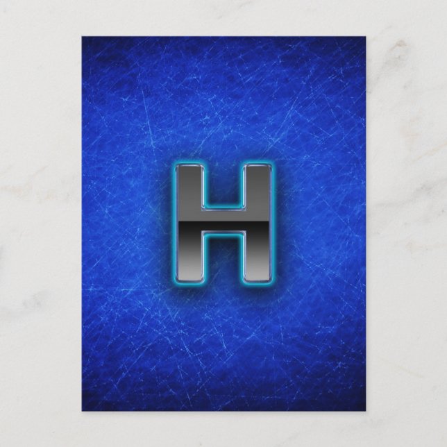 Carte Postale Lettre H - édition bleu néon (Devant)