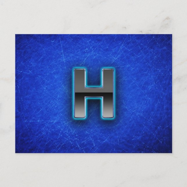 Carte Postale Lettre H - édition bleu néon (Devant)
