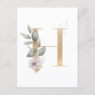 Carte Postale Lettre H Monogramme