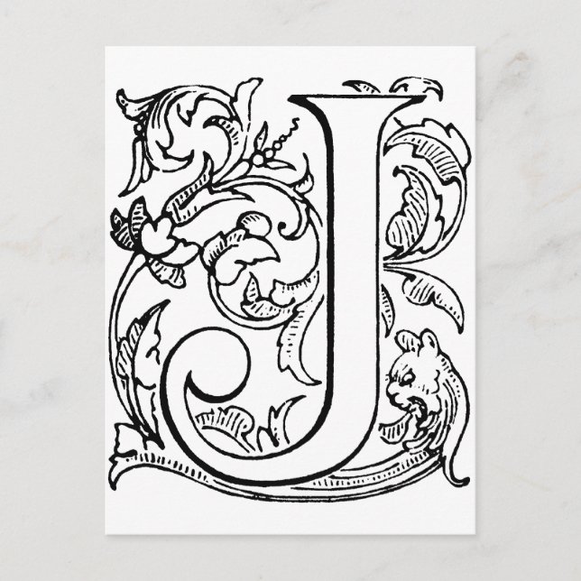 Carte Postale Lettre J Monogramme (Devant)