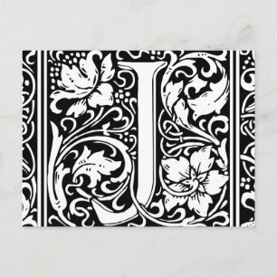 Carte Postale Lettre J Monogramme médiéval Art Nouveau