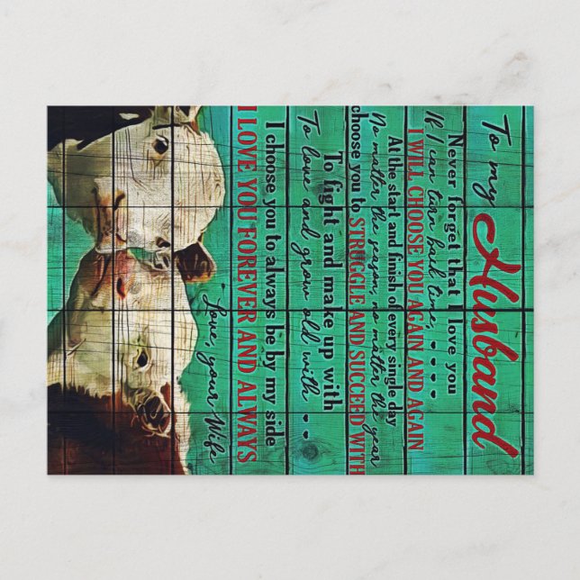 Carte Postale Lettre mon mari cadeau | Lettre Pour Lui | (Devant)
