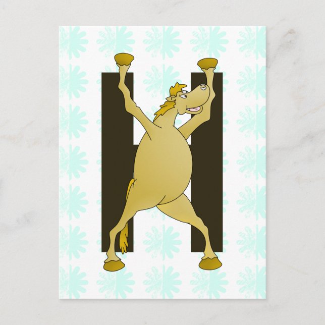 Carte Postale Lettre monogramme H Pony Personnalisée (Devant)