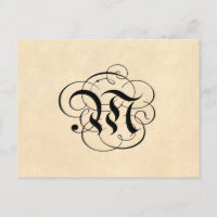 Lettre monogramme M Papier de parchemin Vintage