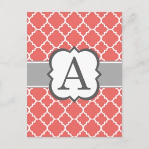 Carte Postale LETTRE MONOGRAPHIQUE BLANC DE Corail A QUATREFEIL