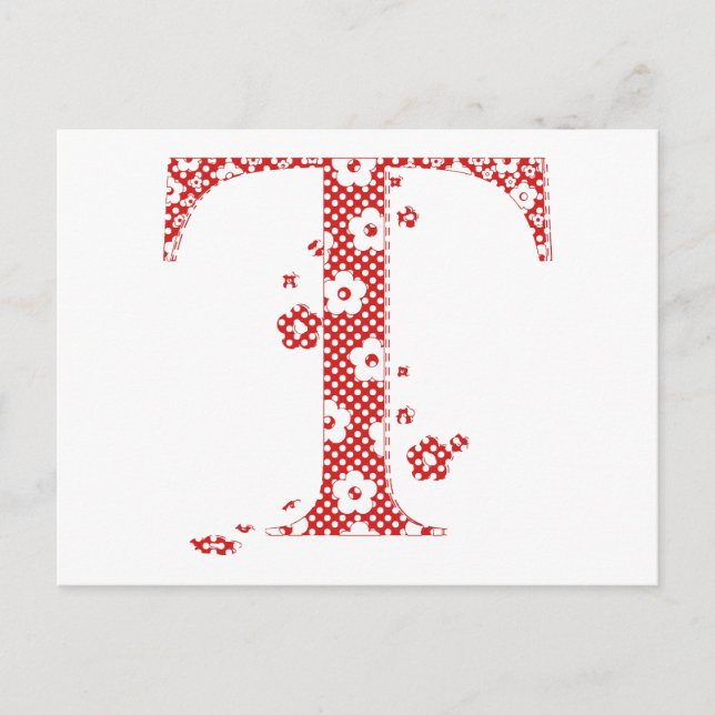 Carte Postale Lettre Motif aux fleurs T(rouge) (Devant)