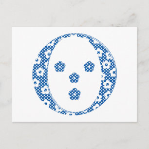Carte Postale LETTRE Motif Fleur O(bleu)