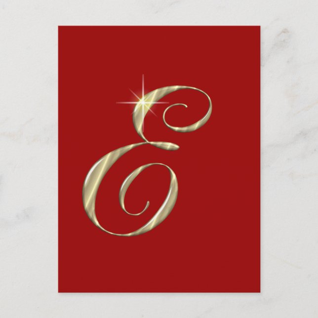 Carte Postale Lettre or Monogramme E initiale (Devant)