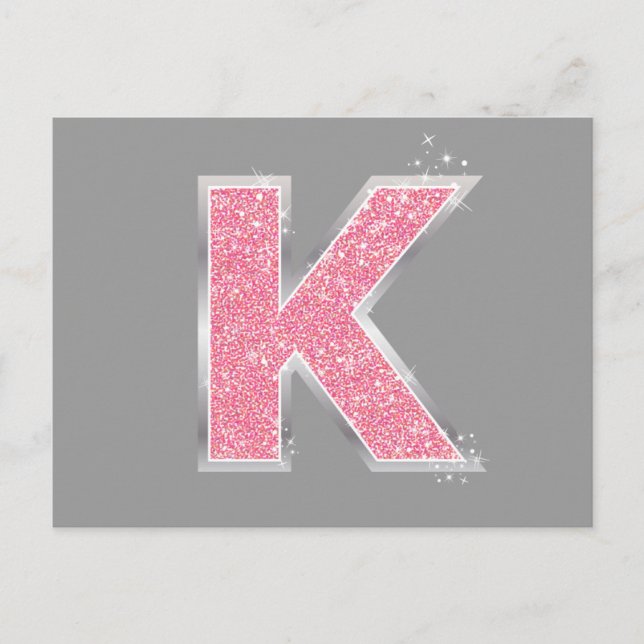 Carte Postale Lettre Parties scintillant rose K (Devant)