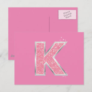 Carte Postale Lettre Parties scintillant rose K