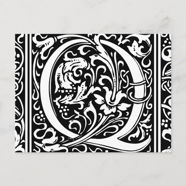 Carte Postale Lettre Q Monogramme médiéval Art Nouveau (Devant)