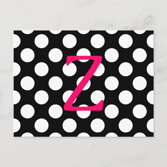 Carte Postale Lettre rose Z sur Pois (Devant)