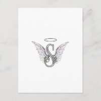 Lettre S Monogramme initial avec ailes angéliques 