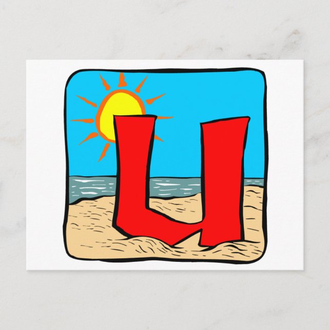 Carte Postale Lettre U des idées de mariage sur la plage (Devant)