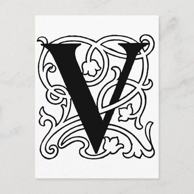Carte Postale Lettre V Monogramme (Devant)