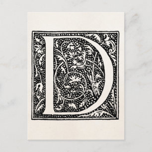 Carte Postale Lettre vintage D Parchemin Monogramme "D" Initiale