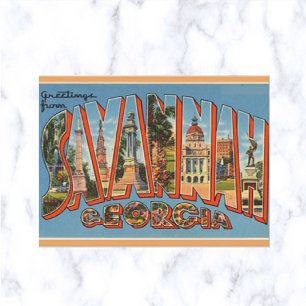 Carte Postale LETTRE vintage GRÂCE Savannah Géorgie