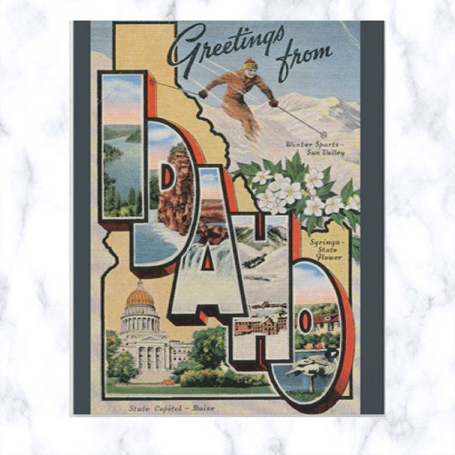 Carte Postale LETTRE vintage GRANDE Idaho (Créateur téléchargé)