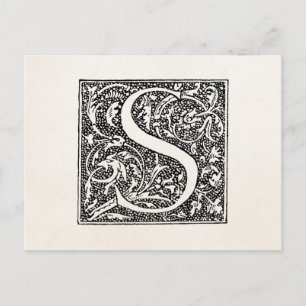 Carte Postale Lettre vintage S Parchemin Monogramme "S" Initiale